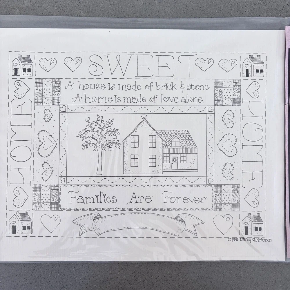Vintage 1991 Watercolor Memories Darcy Christensen Home Sweet Home Art Sketch